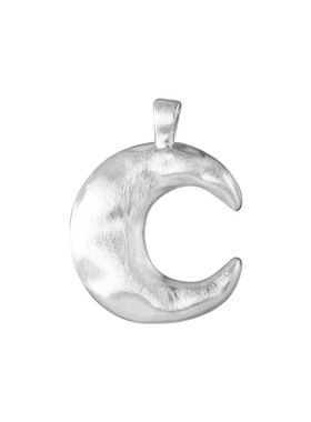 纯银磨砂哑光月亮项链女长款