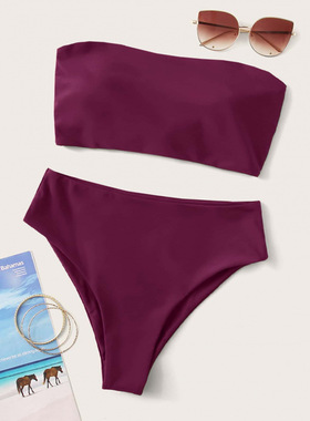 Z 94391 Printed Bandeau Bikini 印花抹胸比基尼跨境速卖通