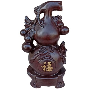 黑檀木制葫芦摆件招财镇宅客厅花梨木实木大号工艺品木雕家居礼品