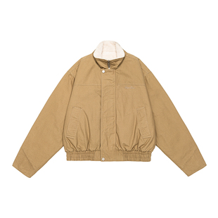 GOGOSOON仿兔毛内里短款座山雕棉衣男2025冬加厚保暖boyx工装外套