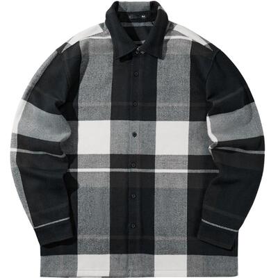 海澜之家磨毛格子宽松外套衬衫男