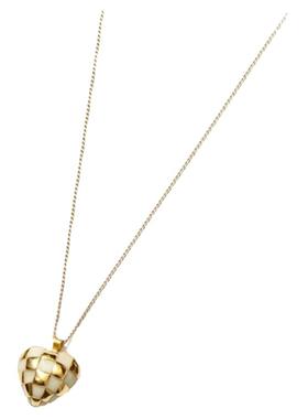 小众棋盘格拼接爱心项链吊坠