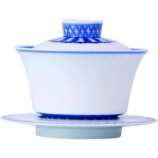 景德镇手绘青花瓷泡茶盖碗茶杯陶瓷功夫茶具大号茶碗三才盖碗单个