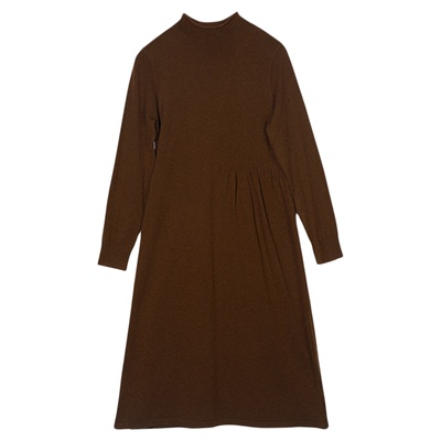 因为秋冬纯色针织连衣裙