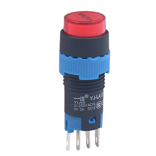 一佳LA12圆形24V按钮开关220V自锁自复位电源带指示灯12MM启动9V