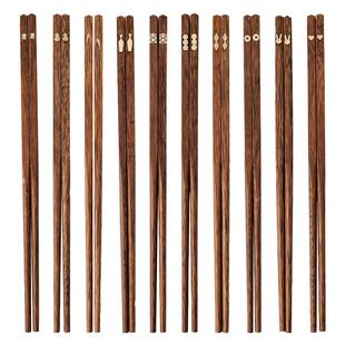 川岛屋鸡翅木筷子一人一筷家用高档防霉分人实木筷子家庭专人专用