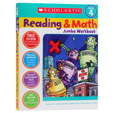 现货 Scholastic Reading Math Jumbo Workbook Grade 4  学乐英语四年级阅读与数学练习册 英文原版