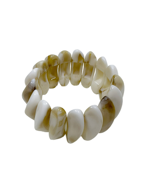 atmshop韩系高级复古晕染奶白色叠戴手环树脂简约宽版文艺ins手镯