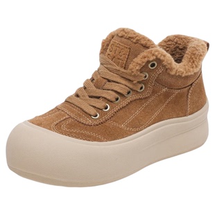 星期六女鞋高帮毛绒妈妈鞋冬季加绒保暖真皮雪地靴复古面包勃肯鞋