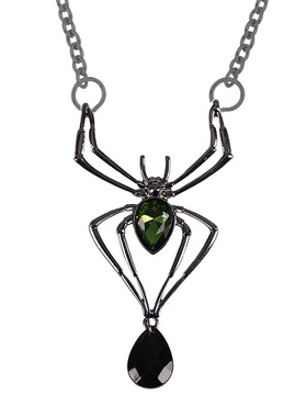 欧美时尚个性女蜘蛛绿色毒液项链夸张万圣节配饰短款锁骨链礼物潮
