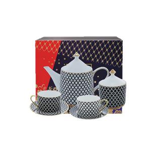 俄皇LOMONOSOV骨瓷欧式咖啡杯碟STAR黑色系列下午茶茶具礼盒装