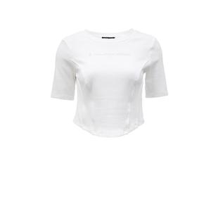 t区Vero ModaT恤女25春夏圆领短袖修身简约字母短款街头时尚上衣