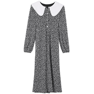 MB MindBridge春季娃娃领碎花裙2026新款长袖连衣裙女中长款裙子