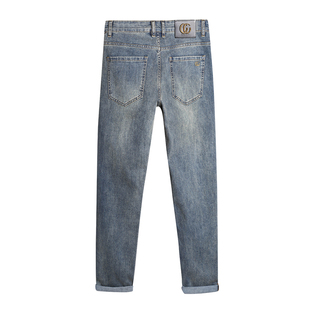 外贸高端品质牛仔裤男士修身复古做旧弹力轻奢潮牌休闲男裤秋冬款