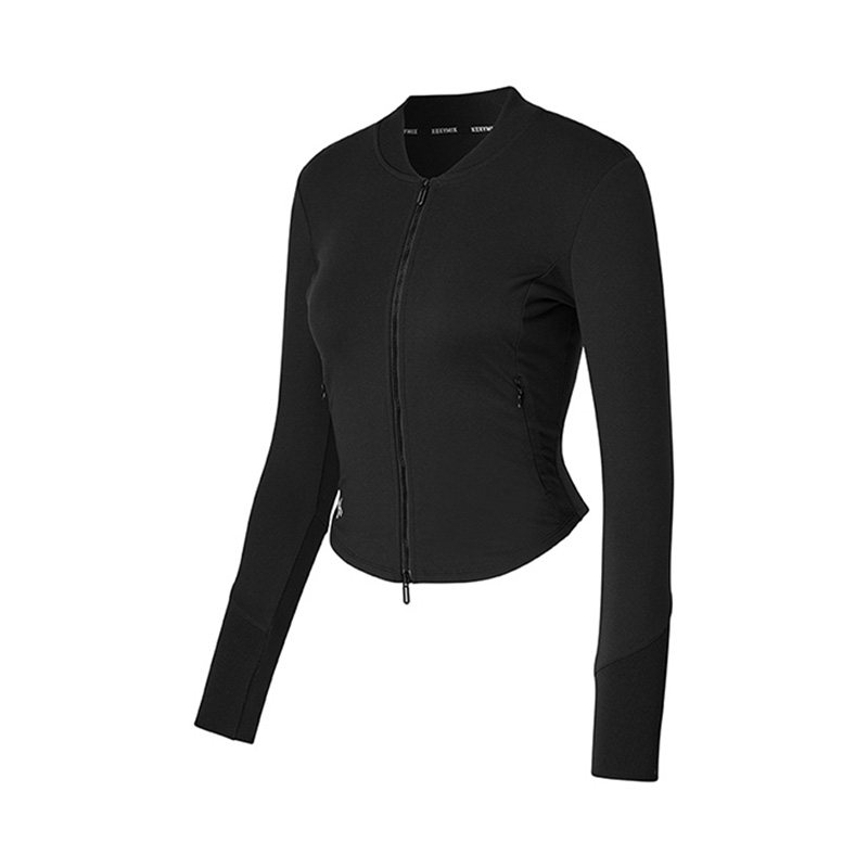xexymix杰克茜韩国进口女圆领罗纹修身瑜伽外套运动健身XWFGJ01H3