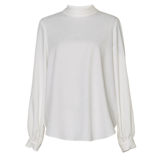 罗衣法式米白色灯笼袖长袖衬衫女冬职场通勤高知修身白衬衣13093