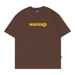 WASSUP HEODS潮牌字母LOGO短袖T恤男夏季宽松咖啡色情侣体恤上衣