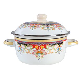 珐琅搪瓷双耳汤锅老式搪瓷烧锅猪油罐带盖汤面碗小锅炖锅煎熬中药