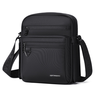 七匹狼单肩包男士小挎包外出斜挎包中老年爸爸通勤背包防水帆布包