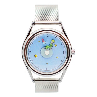 小王子和狐狸-创意设计手表插画数字刻度石英表中性米兰表带防水