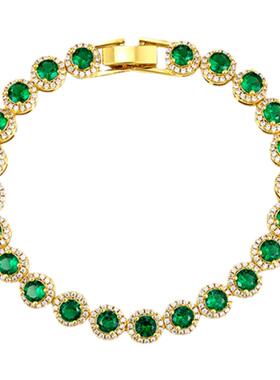 KREAM镀金绿石网球手链