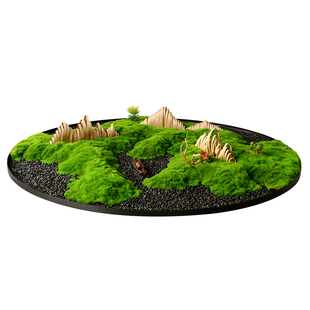 餐桌中间转盘摆花大圆桌装饰品摆件仿真苔藓高端饭店餐厅包厢景观