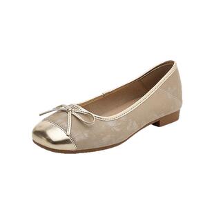 大东浅口方头单鞋女2026新款春季新中式国风女鞋超软晚晚鞋平底鞋