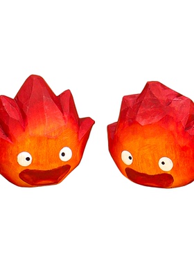 木雕火之恶魔卡西法小火焰桌面摆件卡通创意办公工位装饰圣诞礼物