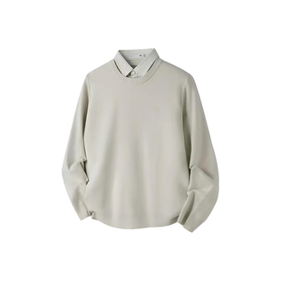 海澜之家高档男士假两件针织衫衬衫领毛衣冬季中年男装爸爸装上衣