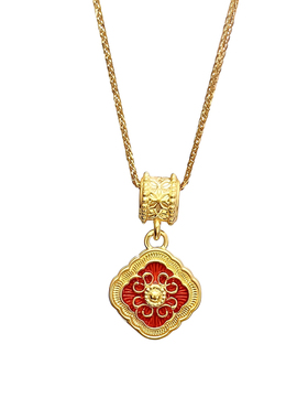 故宫款金包银鎏彩如意花窗女项链