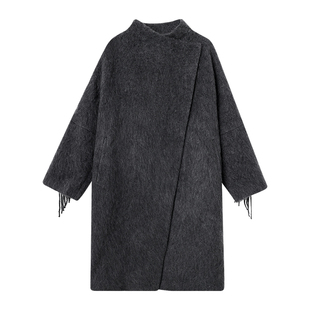 THESOONG/山羊绒外套女秋冬2025新款羊毛大衣女长款气质流苏7588