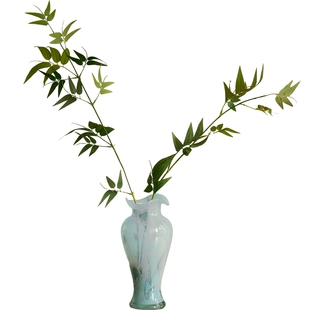 南十字星 蓝色中古芬顿玻璃花瓶中式插花客厅高级感琉璃摆件 空青