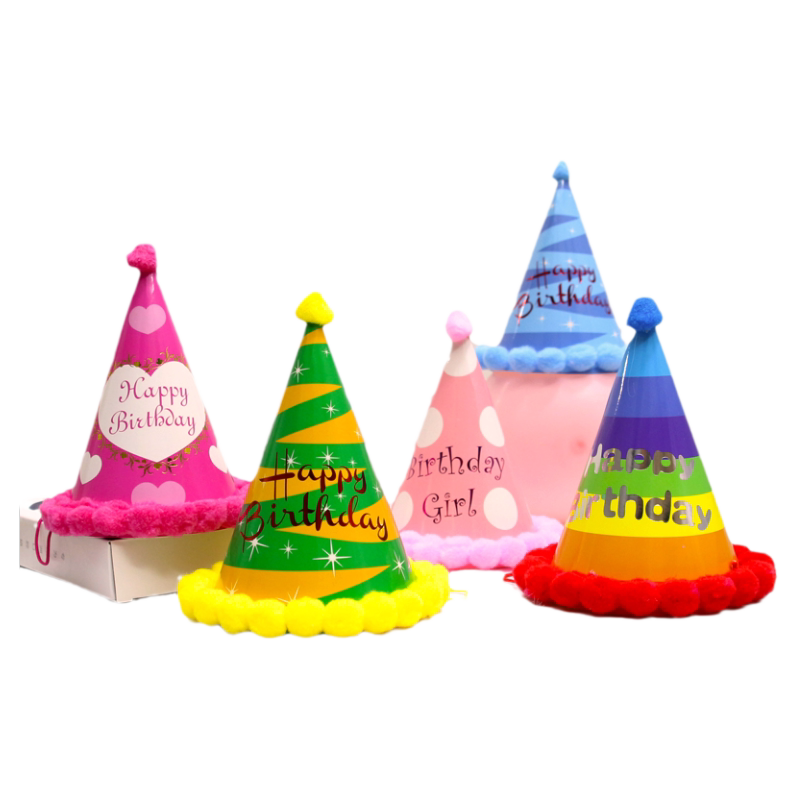 创意装扮儿童派对绒球生日帽大人小孩生日帽生日派对布置装扮用品