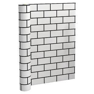 白砖90宽壁纸墙纸自粘文化砖墙贴防水餐饮店专用墙面墙裙墙围贴纸