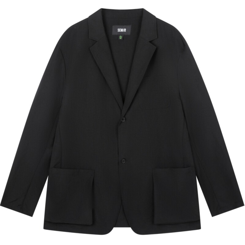 森马黑色休闲西服男春秋款黑科技三防时尚都市外套高级感宽松上衣