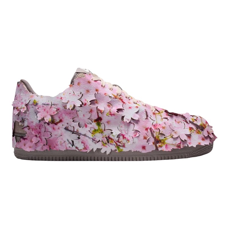代购Nike Air Force 1耐克空军一号樱花印花皮面男士低帮休闲板鞋