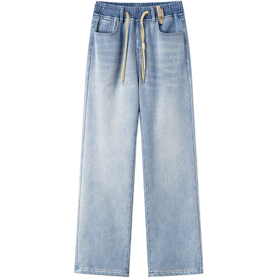 高腰显瘦加绒牛仔直筒裤高个子冬