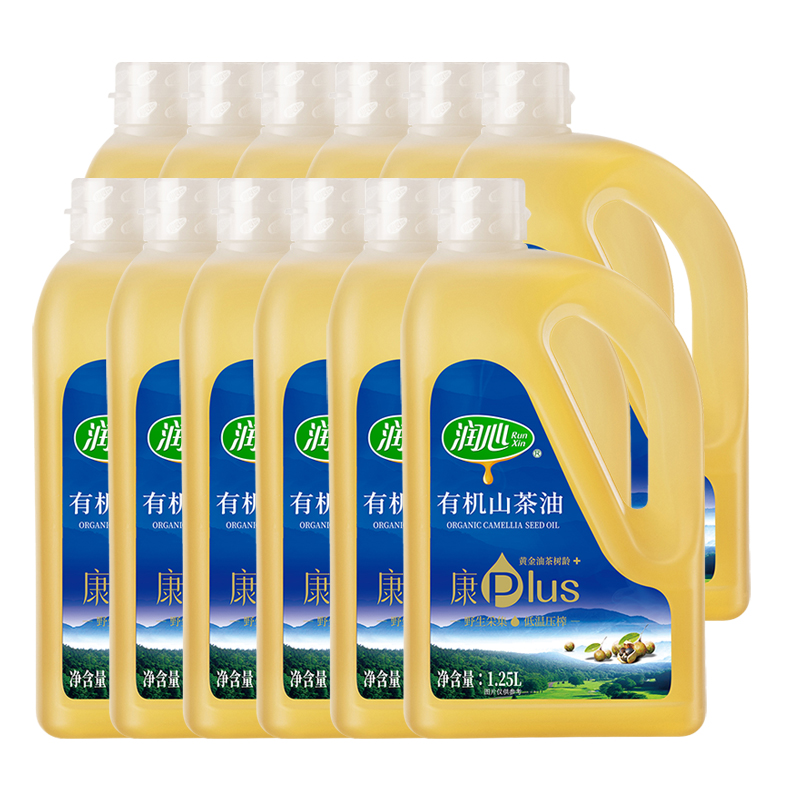 【双11爆款】润心康plus山茶油1.25L*12瓶低温冷压榨清淡型茶籽油
