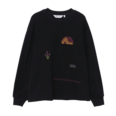 MOVEUP幻走2025冬季新款.FUN系列圆领趣味绣花休闲风短款卫衣女