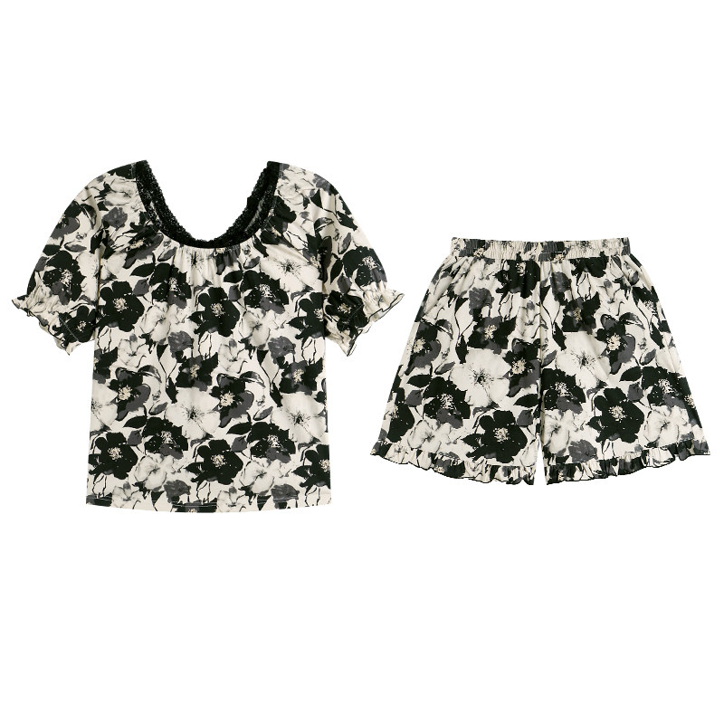 夏季柔软棉复古短袖款家居服套装