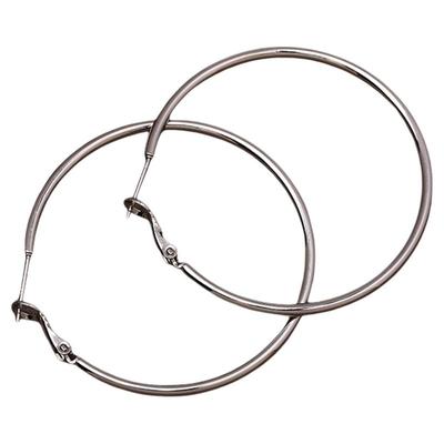 银色钛钢素圈耳环气质大气夸张