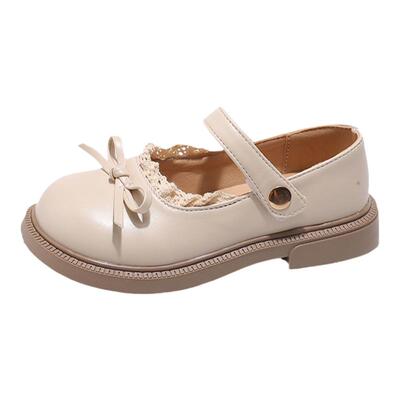 春秋女童蕾丝边玛丽珍蝴蝶结皮鞋