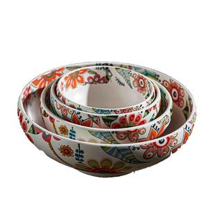 北欧蝶恋花家用创意陶瓷餐具亮光釉饭碗汤碗沙拉碗水果米饭碗