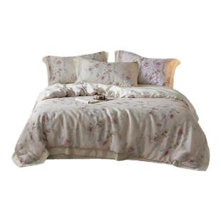 玉琼枝兰~田园风A类60支天丝四件套花卉被套凉感冰丝床单床笠床品