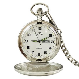 双日历怀表带星期男款学生复古女款可放照片定制初中生电子机械