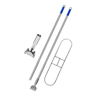 拖把配件单杆镀锌杆旋转夹头夹子款铁架子尘推架排拖支架尘推夹头