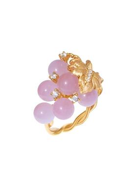 《盛宴2.0》复古设计感葡萄精致百搭气质紫锂辉银镀金色戒指环女