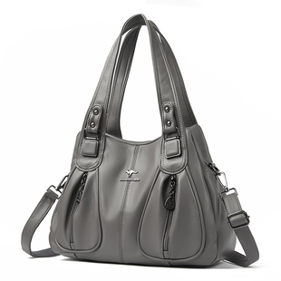 正品袋鼠包包女皮包2026新款时尚妈妈大容量日常通勤单肩手提软皮