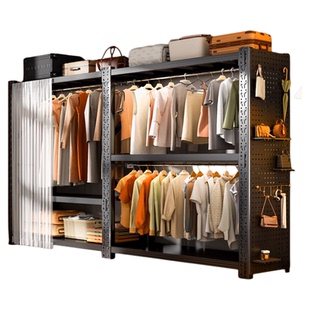 货架衣柜开放式挂衣服置物架落地简易组装衣架出租房收纳衣帽柜子
