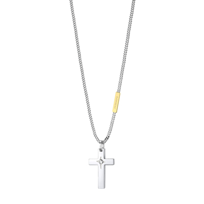 RAWNESS镶钻孤星十字架项链男